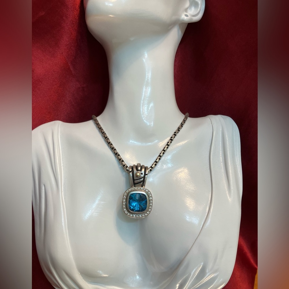 John Atencio 18K Sterling Silver Amethyst and Diamonds Necklace